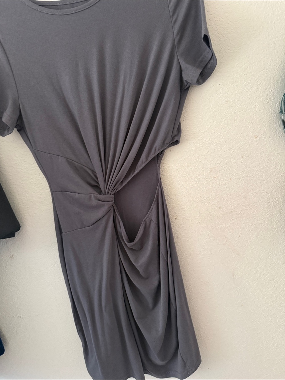 Gray Twist-Front Midi Dress - Women's